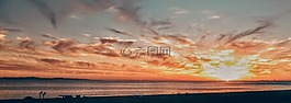 日落,太平洋,海灘