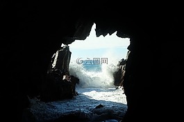 洞穴,海,波