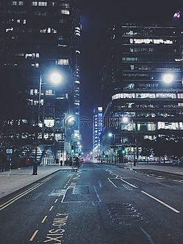 城市,夜,建筑物