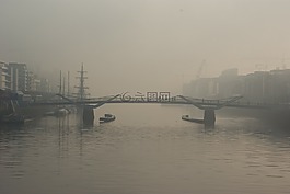 橋,河,霧
