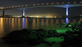 橋,景觀,夜