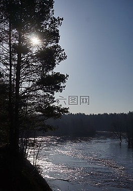 太陽,河,水