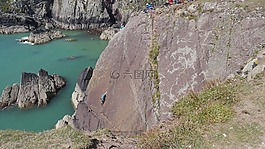 爬,陡崖,海