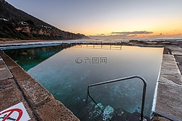 游泳池,海洋,海