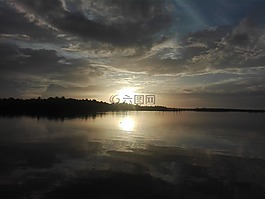 日落,喀拉拉邦,河
