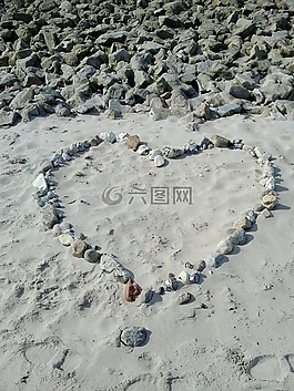 心臟,浪漫,海灘