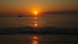 海灘,太陽,日落