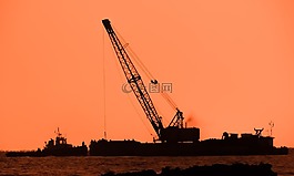 起重機,浮動,工作