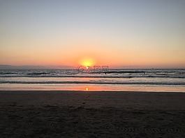 日落,海,太陽