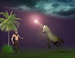 馬,男子,幻想