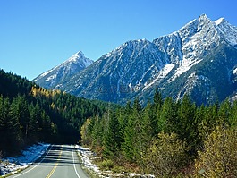 公路,山,雪