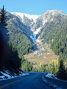 公路,山,雪