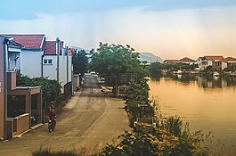 房子,建筑物,河