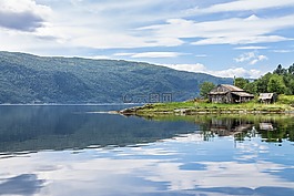 峽灣,船屋,水