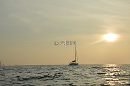 日落,船舶,傍晚的天空