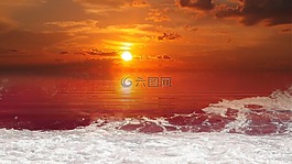 日落,海,海灘