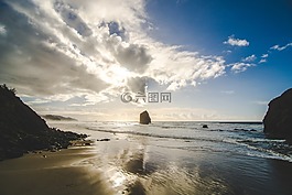 海灘,陽光,天空