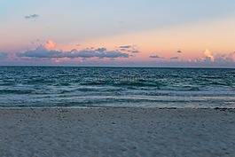 日落,天空,海灘