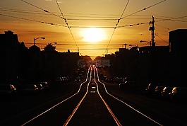 日落,黃昏,路