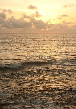 海,波,日落