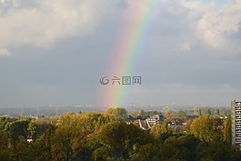 彩虹,地平線,天堂