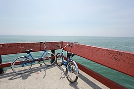 自行車,碼頭,欄桿