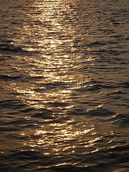 日落,海,水