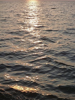 日落,海,水