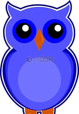 猫头鹰,蓝色,鸟