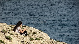 女孩,海,放松