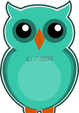 猫头鹰,蓝色,绿色