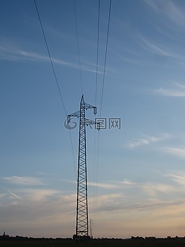 電桿,日落,云心情