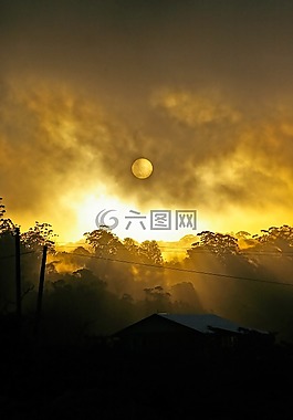 日落,天空,云