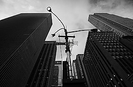 摩天樓,路燈,街