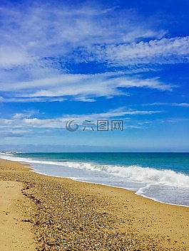 海灘,天空,海