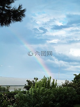 彩虹,雨,天空