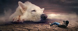 幻想,狗,男子