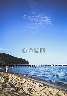 海灘,海,碼頭