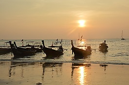 海灘,船,泰國
