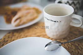 杯,咖啡,早餐