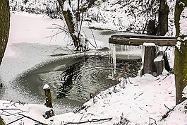 冬季,水,雪