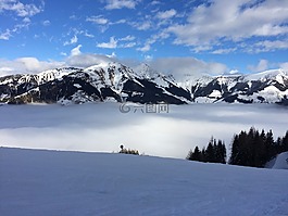 雪,山,雪景