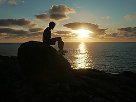 側(cè)影,男孩,懸崖