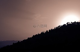黃昏,天空,山