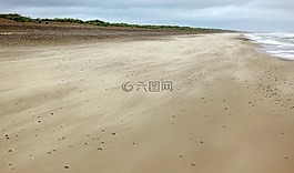 海灘,空,沙