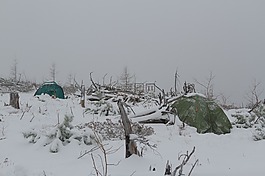 帳篷,山,冬季