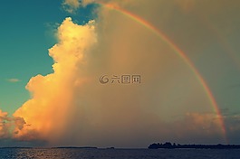 馬爾代夫,日落,彩虹