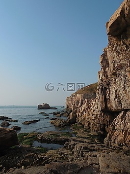海洋,海灘,巖