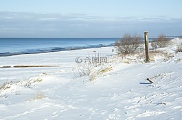 海灘,雪,海