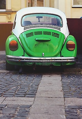綠色,車,大眾汽車